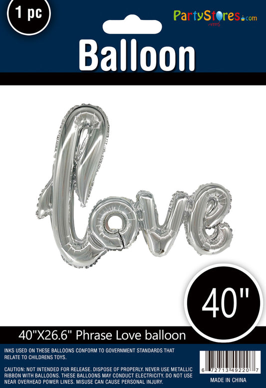 script foil balloon love silver