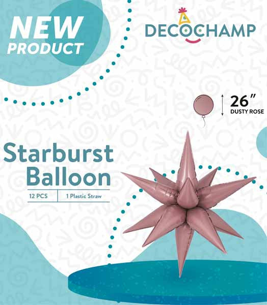 26" Dusty Rose Starburst Foil Balloon Air-Fill