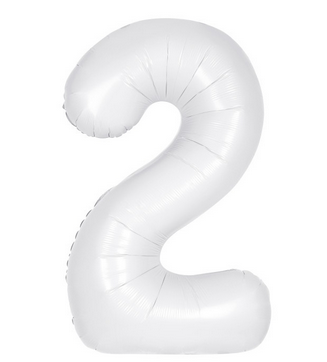 34" Matte White Number Foil Balloon