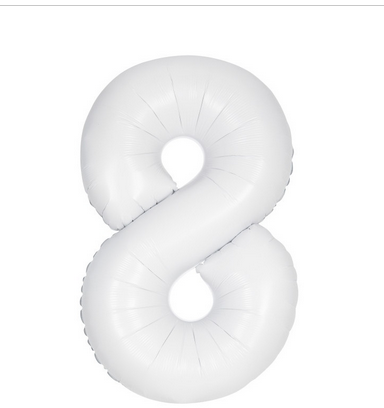34" Matte White Number Foil Balloon