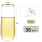 Stemless Champagne Flutes Gold Rim 36 Pack