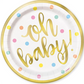 Oh Baby Gold Baby Shower 9" Dinner Plates 8 Pack