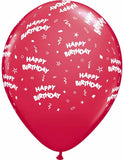 Red and White Happy Birthday All-Over-Print Latex Balloon