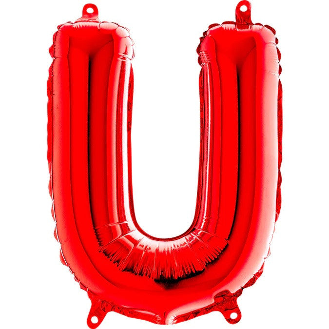 14" Air-Filled Letter "U" Shape Foil Balloon Red
