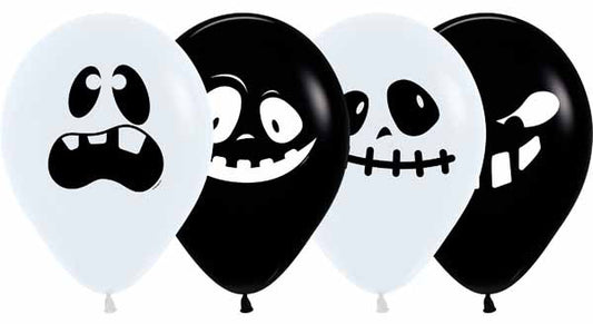 Assorted Ghost Faces Halloween Theme Latex Balloon