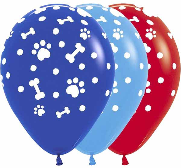 Paw Prints Dogs Dog Puppy Latex Balloon Assorted Colors