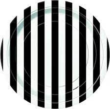 Black White Stripes 7" Dessert Paper Party Plates 8pk