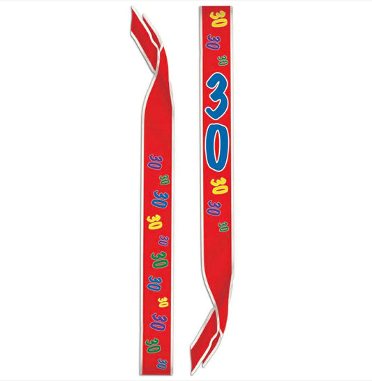 "30" Birthday Satin Sash Party Supplies Decorations