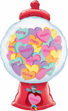 Valentine Candy Hearts Gumball Machine Shaped Foil Balloon