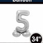34" Silver Standing Number 5 Balloon Air-Fill ONLY