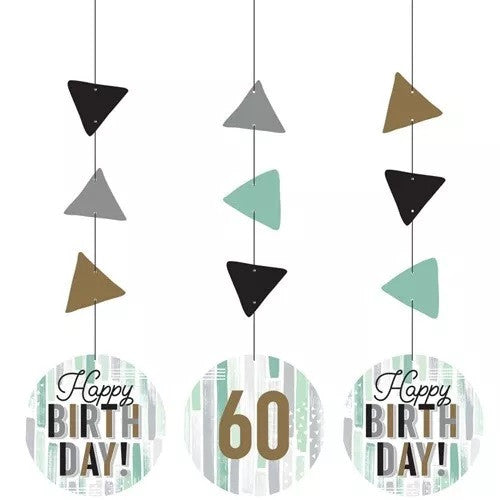 Minted Milestone Birthday Hanging Cutout Decorations Age Number Stickers 3 Pack