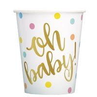 IN Gold Baby Shower 9oz Paper Cups 8/CT