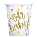 IN Gold Baby Shower 9oz Paper Cups 8/CT