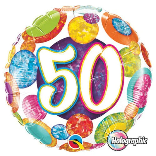 Happy Birthday Glitz 50 Holographic 18" Foil Balloon