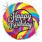 Happy Birthday Holographic Lollipop 18" Round Foil Balloon