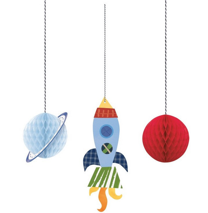 Outer Space Hanging Honeycomb Decorations 3/CT