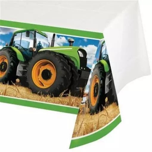 Tractor Time Plastic Banquet Tablecloth Farm Birthday Party Decoration 1/CT