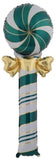 51" Candy Lollipop Holiday Dark Green & Gold Swirls Foil Balloon