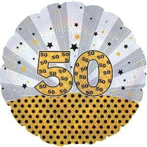 happy 50th Birthday Balloon yellow silver