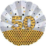 happy 50th Birthday Balloon yellow silver