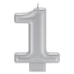 Silver Metallic Numeral Birthday Party Cake Candle #1 Number One
