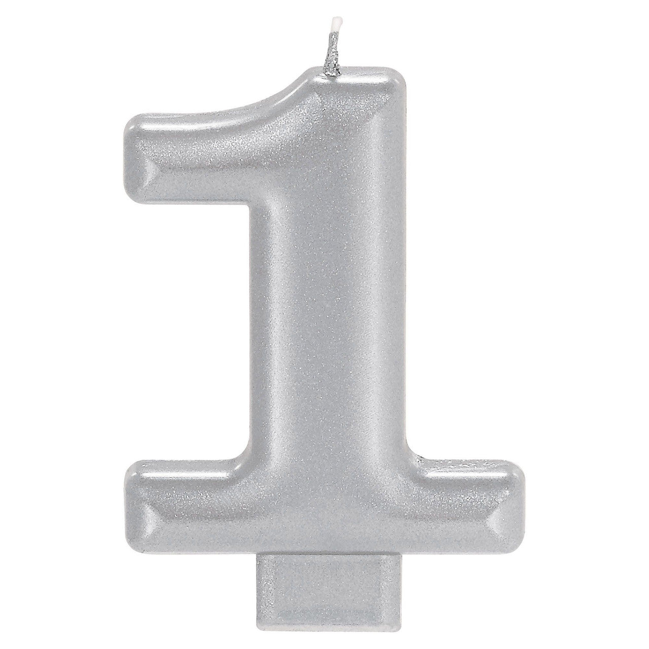 Silver Metallic Numeral Birthday Party Cake Candle #1 Number One