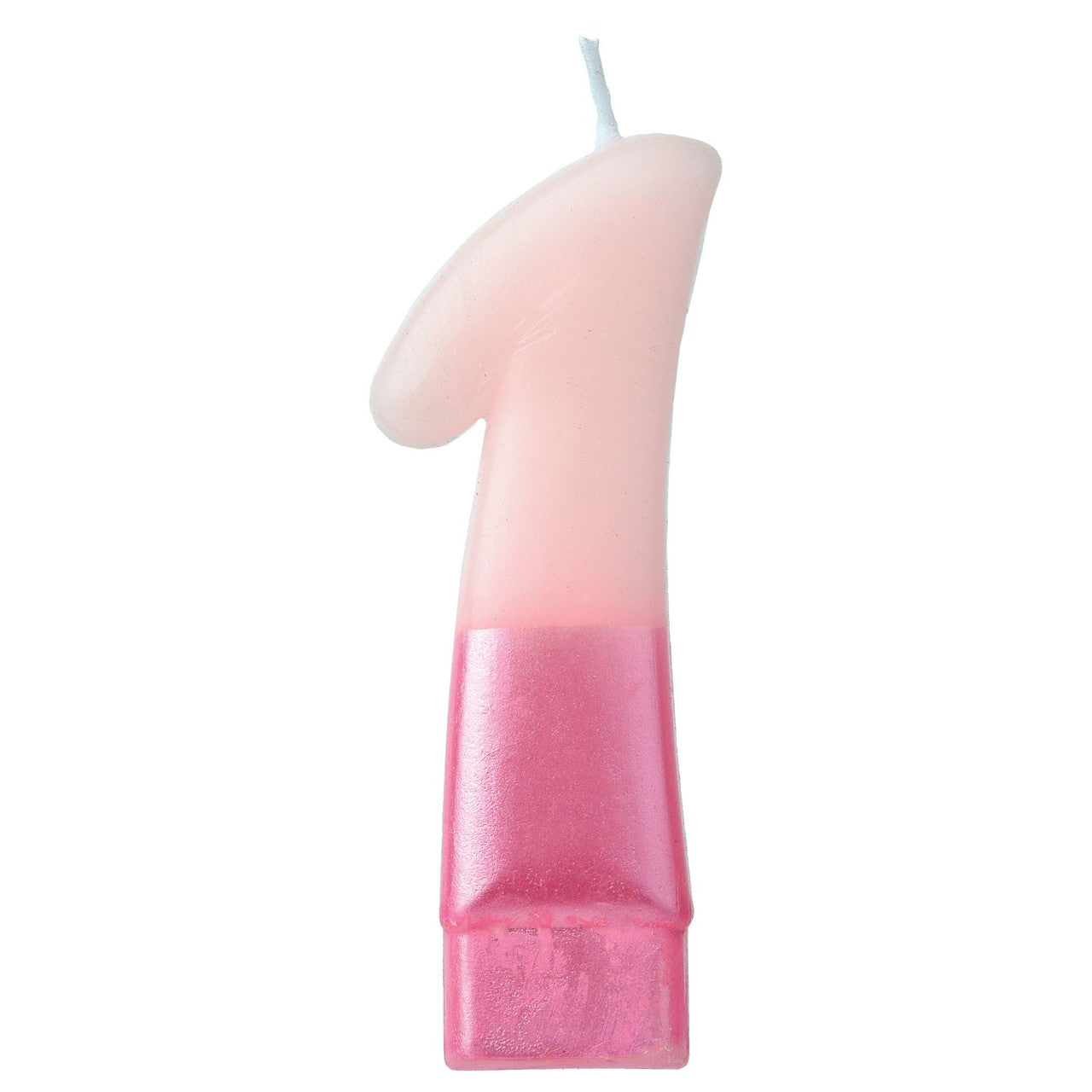 Pink Metallic Numeral Birthday Party Cake Candle #1 Number One