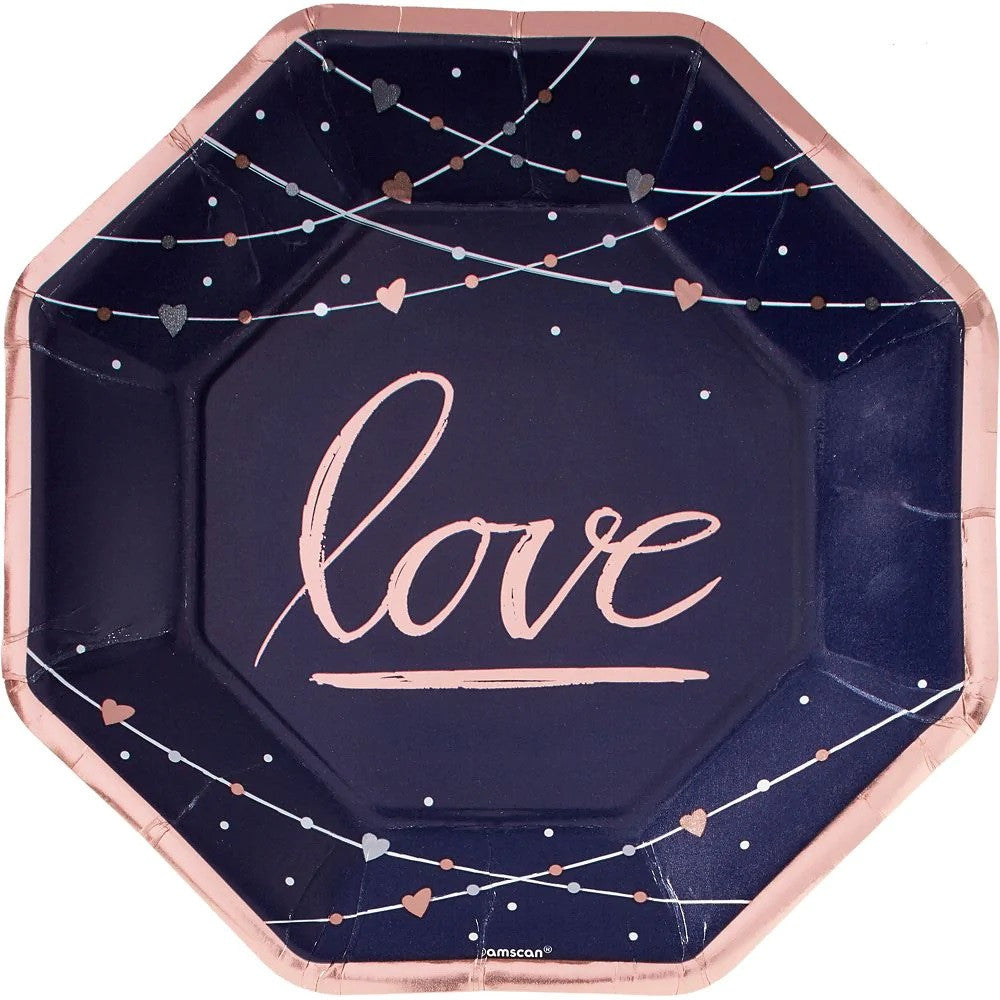 Octagon shaped Love wedding plates