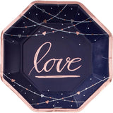 Octagon shaped Love wedding plates