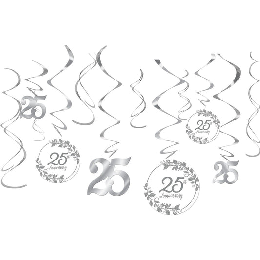 25th anniversary party decoration whirls