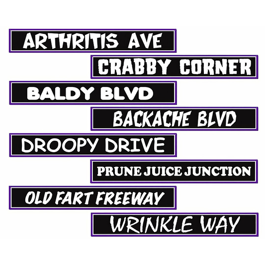 Over The Hill Large Street Signs Cutouts Retirement Birthday Party Wall Decor 4PCS Double Sided