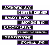 Over The Hill Large Street Signs Cutouts Retirement Birthday Party Wall Decor 4PCS Double Sided