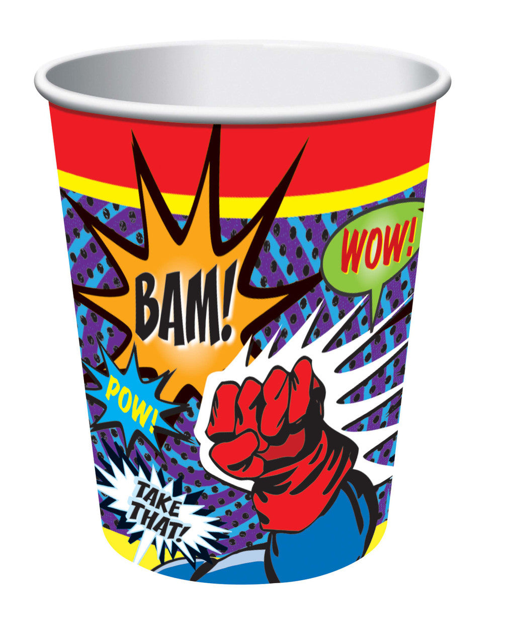 Superhero Comic Beverage Paper Drink Cups Birthday Party Decor Tableware 8pc/pk