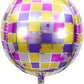 16" Disco Ball Purple Yellow Sphere Balloon
