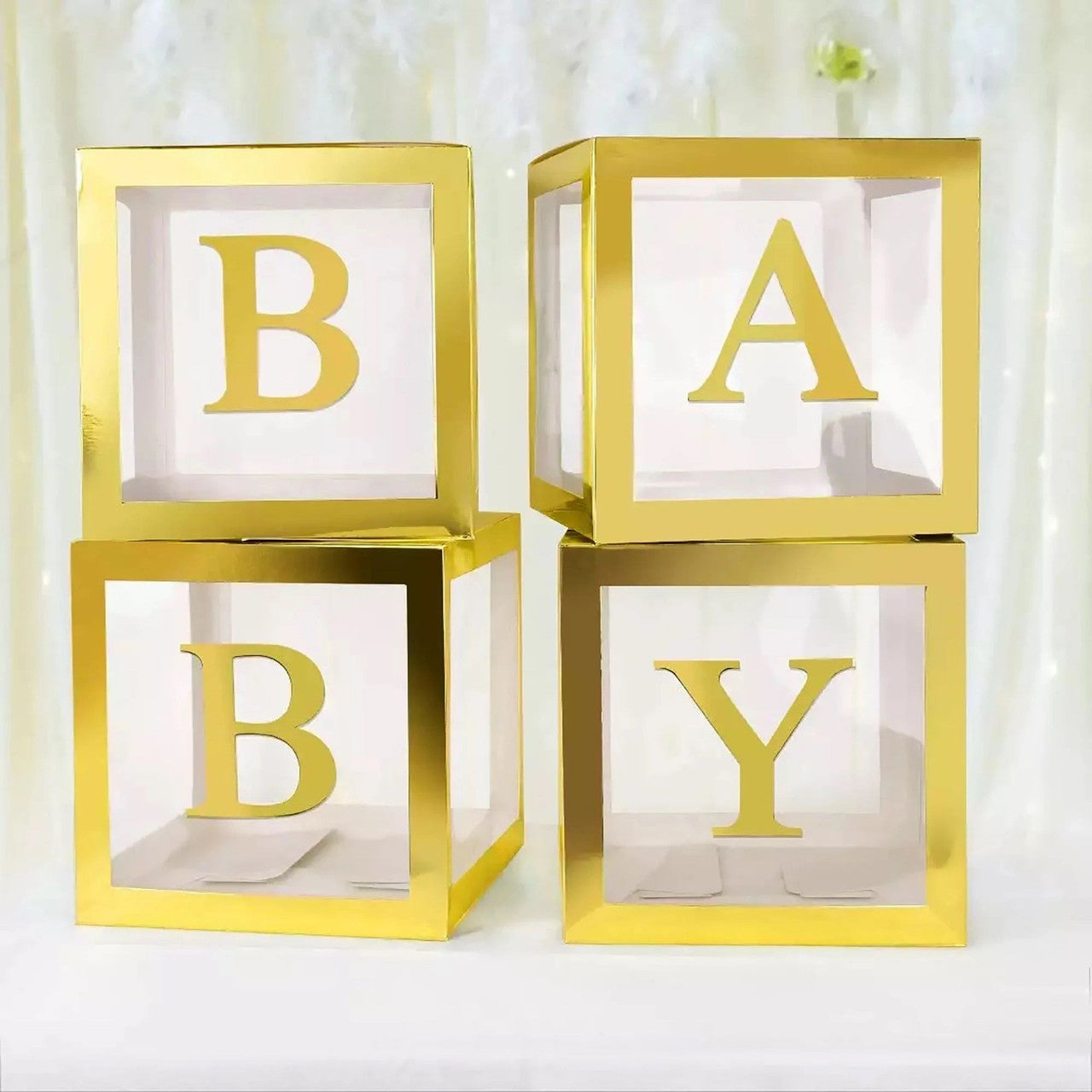 Baby Blocks Shower Gender Reveal Decor Gold