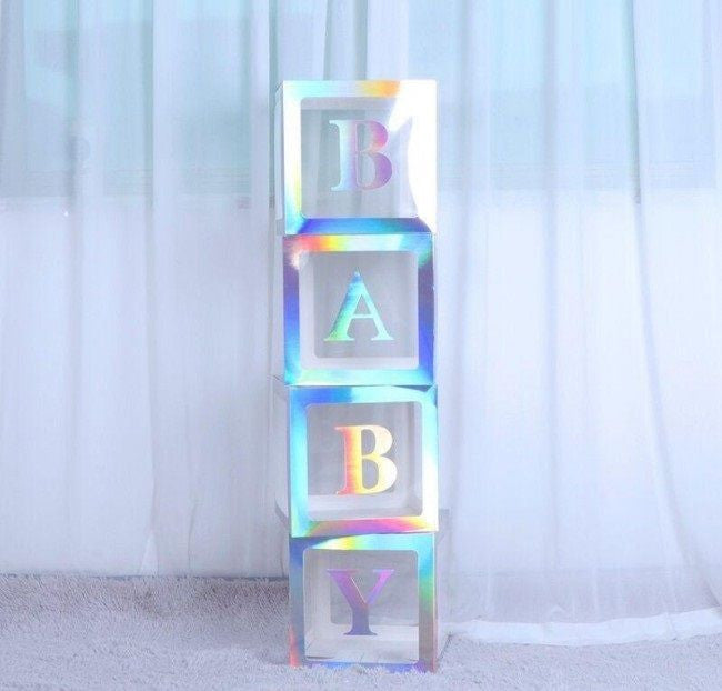 Baby Blocks Shower Gender Reveal Decor Iridescent