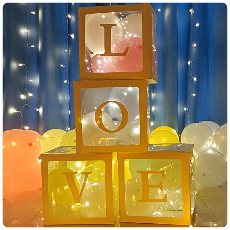 Love Blocks Valentine Decor Gold