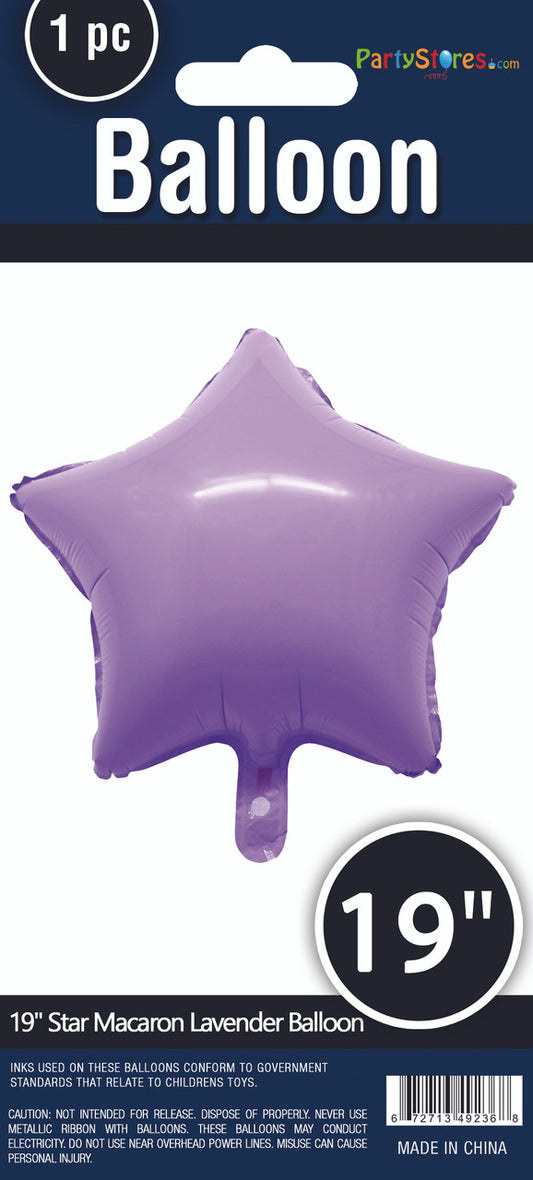 19" Macaron Lavender Star Shape Foil Mylar Balloon Party Decor