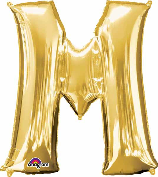 16" Air-Filled Letter "M" Shape Foil Balloon Gold