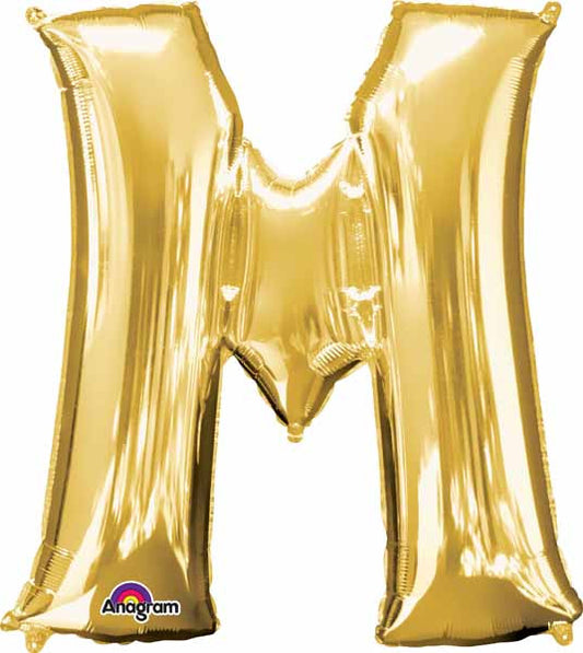 16" Air-Filled Letter "M" Shape Foil Balloon Gold