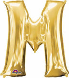 16" Air-Filled Letter "M" Shape Foil Balloon Gold