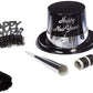 Silver Black Legacy Happy New Year Party Supply Kit Hats Tiaras Horns Leis 10ppl