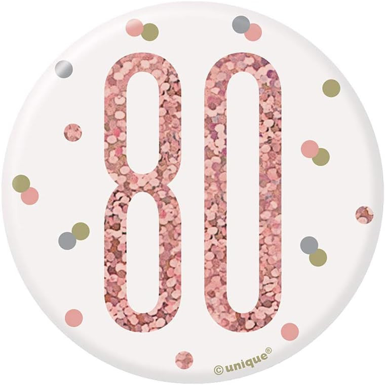 Number 80 pin on badge pink