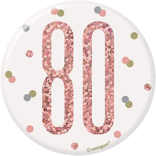 Number 80 pin on badge pink