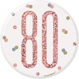 Number 80 pin on badge pink