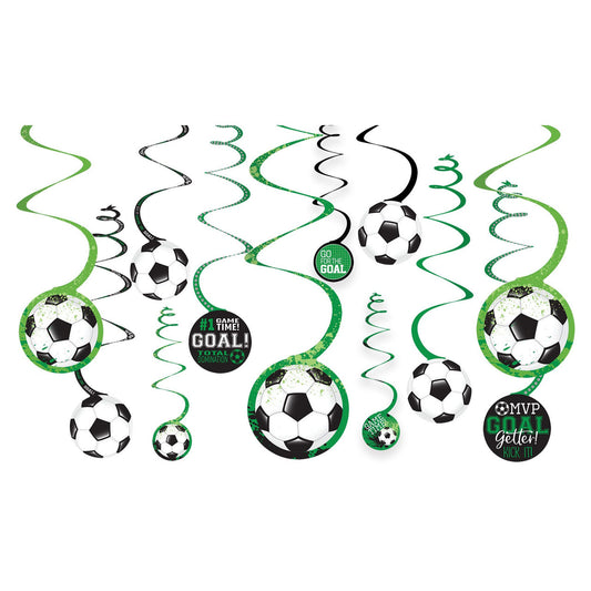 Goal Getter Soccer Value Pack Spiral Decorations 12/CT