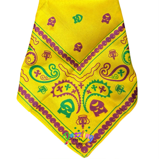 Mardi Gras Bandana 22" x 22" - Purple Green Gold Party Favor Headwear