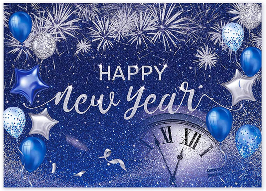 blue silver new year eve banner