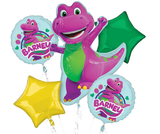 Barney Balloon Bouquet Purple Dinosaur 4 Pieces