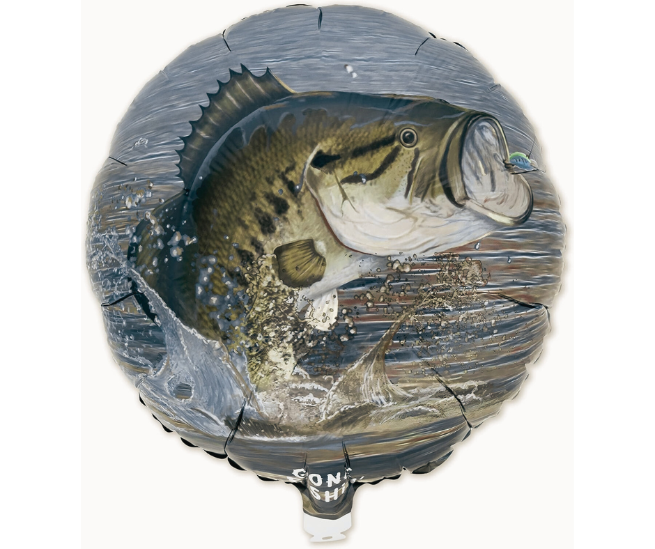 Bass Fish Party 18" Round Foil Mylar Helium Balloon, Gone Fishin' Party Collection by Havercamp